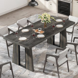 DWVO Rectangle Dining Table for 4-6 People 63 Inch Large Dining Room Table Farmhouse Wooden Dinner Table with Heavy Duty Legs for Kitchen Apartment Restaurant, Rustic Grey DWVO