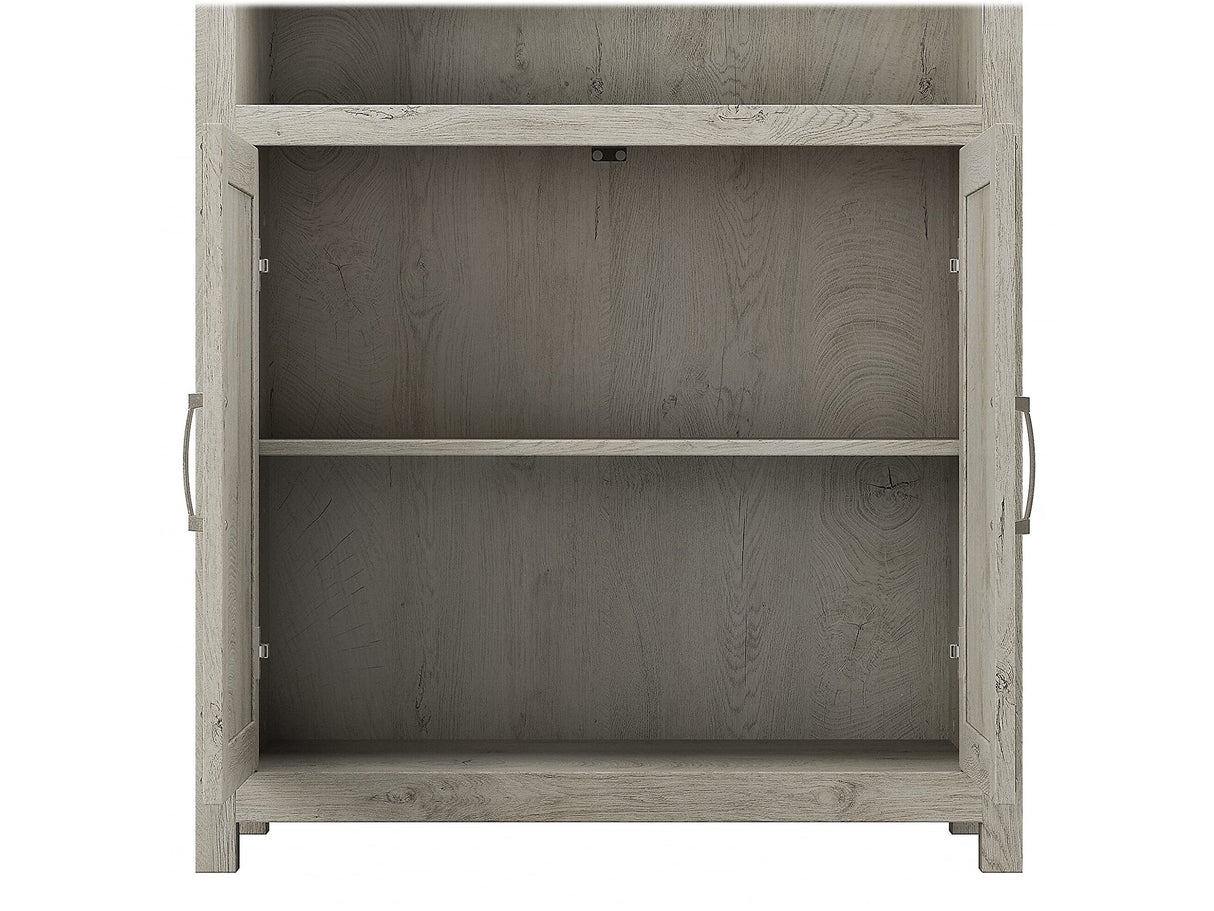Cottage Grove 5-Shelf Tall Bookcase with Doors in Cottage White Bush Business Furniture