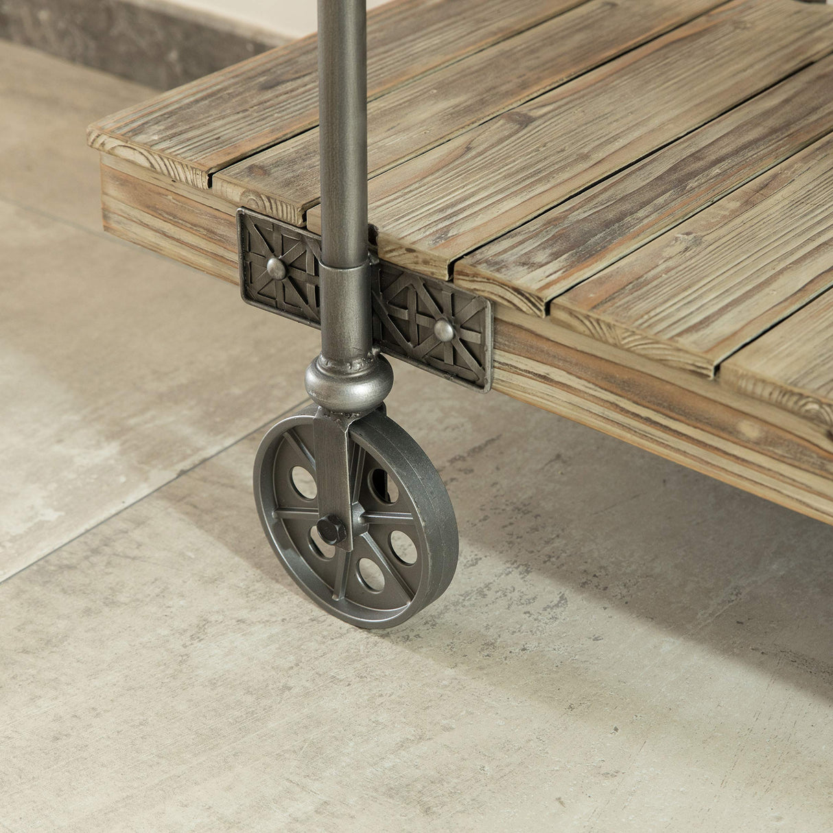 FirsTime & Co. Natural Oxford Factory Cart Console Table, Narrow Sofa Table for Living Room, Entryway, Wood and Metal, Farmhouse, 50 x 21.5 x 30 Inches FirsTime & Co.