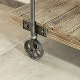 FirsTime & Co. Natural Oxford Factory Cart Console Table, Narrow Sofa Table for Living Room, Entryway, Wood and Metal, Farmhouse, 50 x 21.5 x 30 Inches FirsTime & Co.