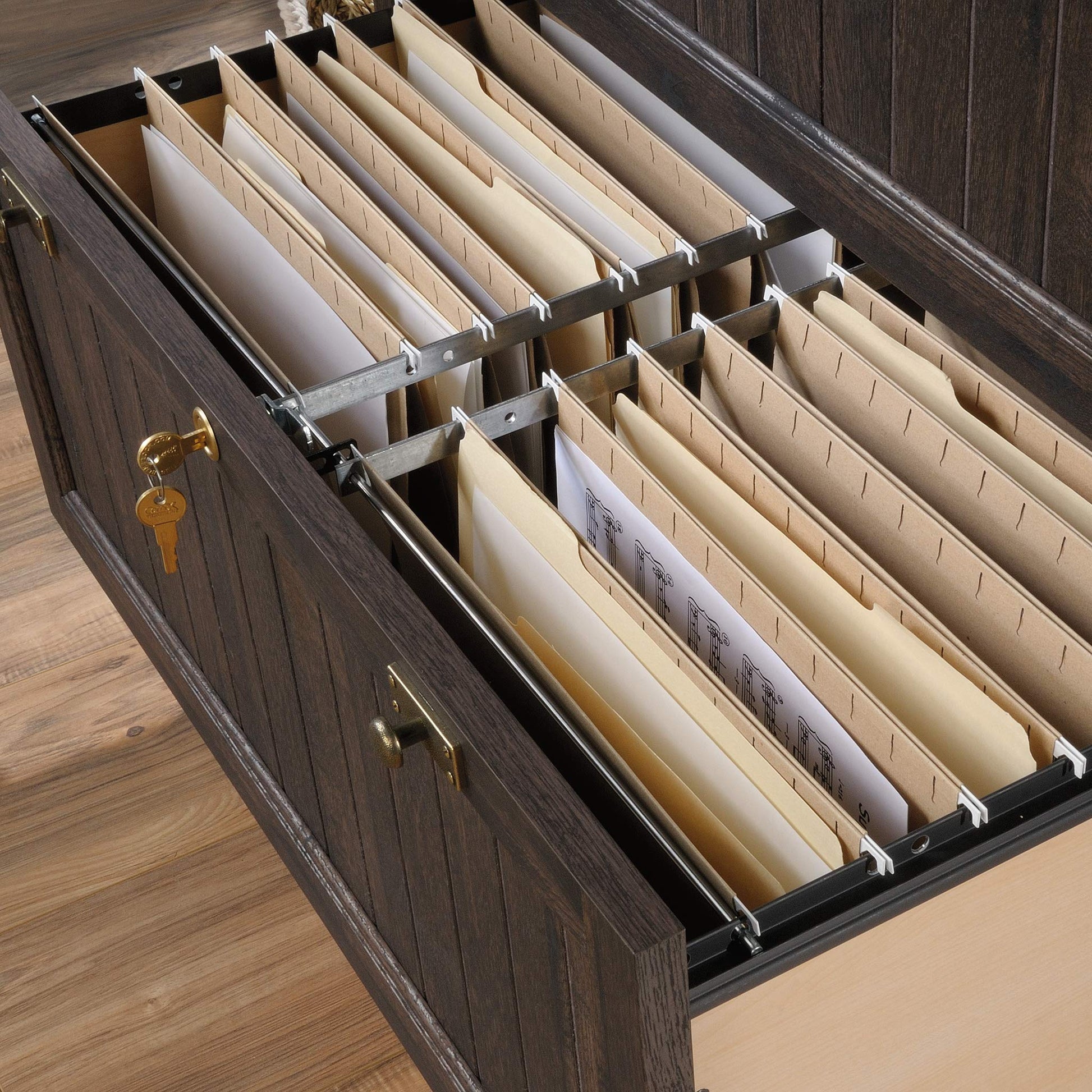 Sauder Costa Lateral File, Coffee Oak finish - WoodArtSupply