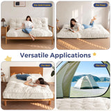 MAXYOYO 6" Futon Mattress Queen Size, Velvet Thick Futons Sofa Couch Bed, Versatile Floor Mattress for Adults, Shredded Foam Filling (Frame Not Included), Beige MAXYOYO