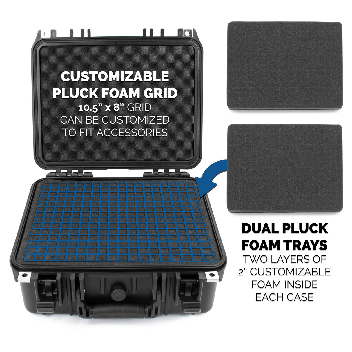 CASEMATIX 13" Two Gun Hard Case for 2 Handguns - TSA Approved Waterproof & Shockproof 2 Pistol Hard Case, Double Handgun Case with Accessory Storage for Multiple Magazines and Other Accessories CASEMATIX