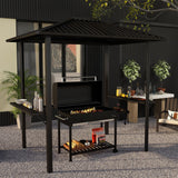 Outsunny 6' x 8' Hardtop Grill Gazebo, BBQ Gazebo with Metal Roof, Aluminum Frame and 2 Side Shelves, for Patio, Lawn, Garden Outsunny