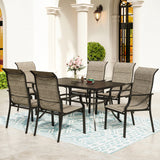 SUNSHINE VALLEY 7 Piece Patio Dining Sets for 6, Metal Outdoor Table and Chairs Set with 1 Patio Dining Table(1.57-1.9" Hole) and 6 Textilene Patio Dining Chairs, Outdoor Dining Set for Deck Backyard SUNSHINE VALLEY