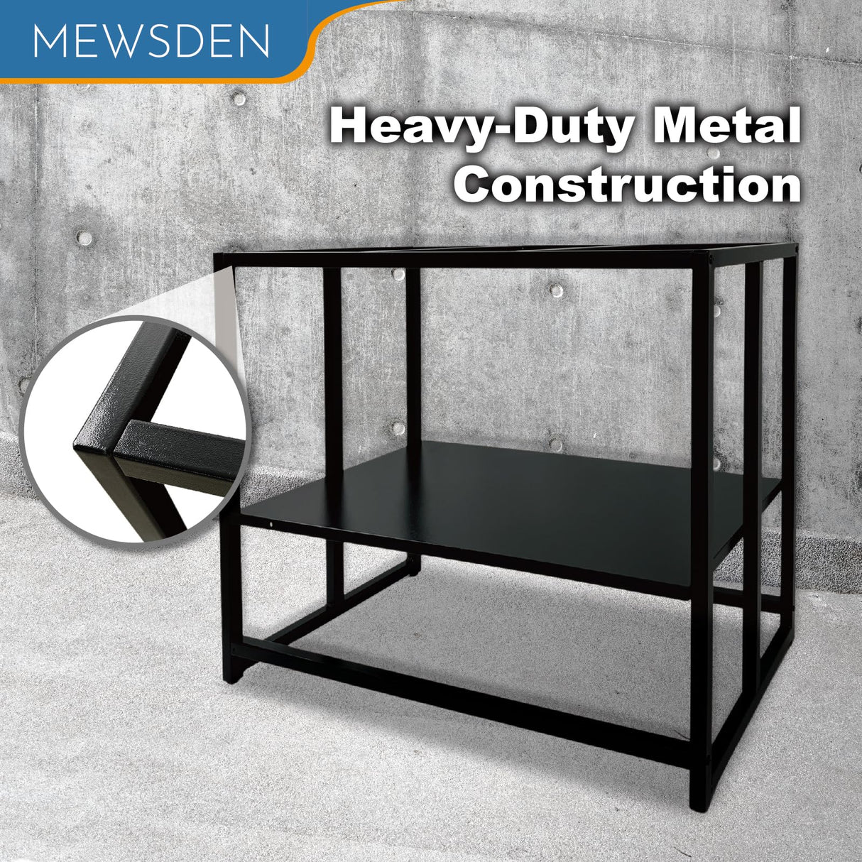 MEWSDEN Fish Tank Stand, 40 Gallon Heavy Duty Metal Aquarium Stands, Reptile Tank, Turtle Tank, Breeder Tank Stand, Fish Tank and Stand Combo Set (Black, 36.5"x18.5"x29.5") MEWSDEN