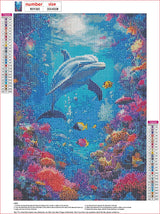 MXJSUA Ocean Dolphin Diamond Painting Kits for Adults, 5D Underwater World Diamond Art Kits for Beginners, DIY Full Drill Crystal Gem Painting Kits for Home Wall Decor 12x16 Inch MXJSUA