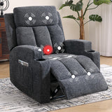 IOMOR Fabric Manual Recliner Chair for Adults, Comfy Reclining Chairs with Overstuffed Arm and Back, Single Sofa for Living Room (1, Dark Grey) IOMOR