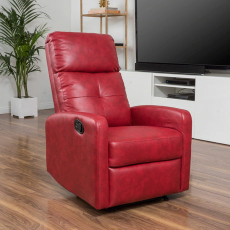 Christopher Knight Home Samedi PU Recliner, Oxblood Red GDFStudio