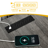 DWVO U Shaped Desk with Drawers, 79" Reversible L Shaped Desk with Power Outlets & LED Lights, Corner Computer Desk with Monitor Stand & Storage Shelves, Grey DWVO