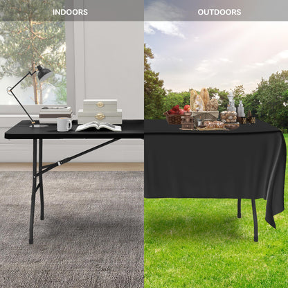 YITAHOME Folding Tables Heavy Duty Folding Table 6ft with Carrying Handle Plastic Fold up Table for Outdoor Camping Picnic Parties/Indoor Events All in Black