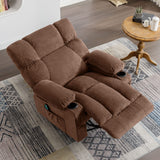 Soft Fabric Recliner Chair With Heat and Massage - Oversized Manual Rocking Recliner for Adults - Big and Tall With 2 Cup Holders for Living Room Fantasylab