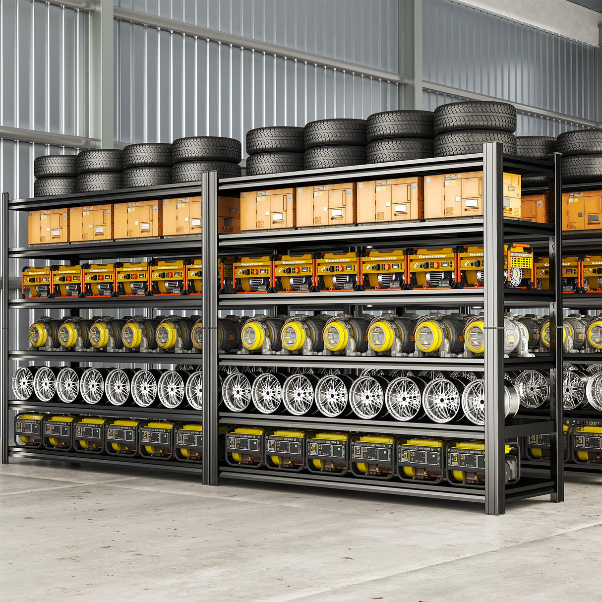 Bezuny 2500LBS Storage Shelves, 35.5" W Garage Shelving Heavy Duty, Metal Adjustable Garage Shelves, Shelving Units Industrial Shelving for Warehouse, Shelf Organizer Storage, Black Bezuny