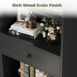 IRONCK Bookcase and Bookshelves, 70" Tall Bookshelf Floor Standing 6 Tiers Display Storage Shelves, Book Shelf with Drawers for Home Office, Living Room, Bedroom, Library, Black IRONCK