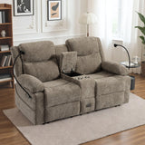RIHEREFY Loveseat Recliner Sofa, Reclining Loveseat with Console, RV Wall Hugger Double Loveseat Recliner Couch for Living Room & Home Theater (Chenille-Camel) RIHEREFY