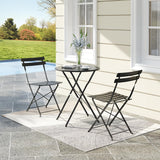 Bistro Table and Chairs Set of 2, 3 Piece Outdoor/Indoor Folding Patio Bistro Sets, 2 Chair Patio Furniture Set with Table, Premium Frame Foldable Coffee Tables for Balcony, Yard, Garden, Black IDEALHOUSE