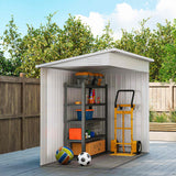 Outsunny 4' x 8' Metal Outdoor Storage Shed, Lean to Storage Shed, Garden Tool Storage House with Lockable Door and 2 Air Vents for Backyard, Patio, Lawn, Brown Outsunny