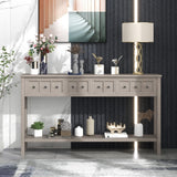 HABITRIO Antique Entry Console Table with Storage Drawers, 60" Long Sofa Table with Two Different Size Drawers and Bottom Shelf for Storage, Living Room Narrow Sofa Entry Table, Entryway (Gray Wash) HABITRIO
