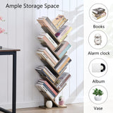 Hoctieon 10 Tier Tree Bookshelf, 10 Shelf Bookcase, Free Standing Tree Bookcase, Display Floor Standing Shelf for Books, Book Organizer Shelves for Home Office, Living Room, Bedroom, Greige Hoctieon