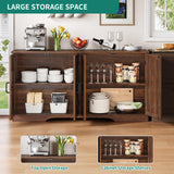 YITAHOME 62" Farmhouse Buffet Cabinet with Storage, Large Coffee Bar Cabinet, Kitchen Sideboard with Adjustable Shelves for Living Room, Entryway, Kitchen, Dark Walnut YITAHOME