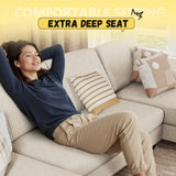 JUMMICO Sectional Couches for Living Room, U Shaped Couch with Chenille Fabric, 4 Seat Modern Sofa with Removable Pillows for Apartment and Small Space (Corduroy, Beige) JUMMICO