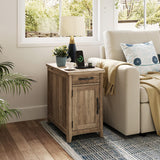 LINSY HOME Farmhouse End Table with Charging Station, Narrow Side Table for Living Room, Sofa Side Table with Drawer and Storage Cabinet, Small Nightstand for Bedroom LINSY HOME