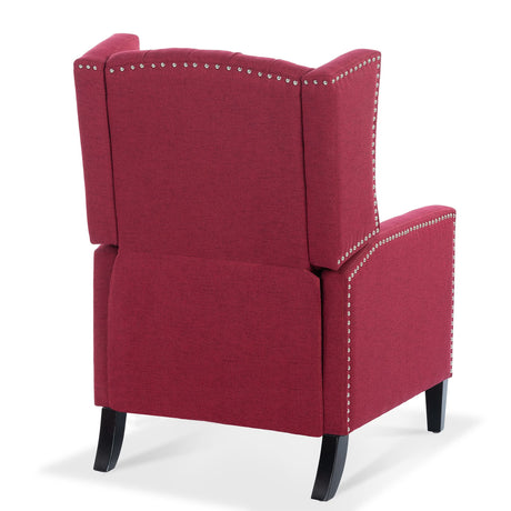 Pushback Recliner,Comfortable Wingback Recliner Sofa Chair With Adjustable Backrest Tufted Fabric Upholstered Armchair,Retro Rivets Decorated Recliner for Living Room Bedroom Office Home Theater (Red) Gustonhon