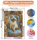igoodom Diamond Art Kits for Adults, Cat Diamond Art Kits, Full Drill Round Cat Diamond Painting Kits, DIY Gem Art and Crafts for Home Wall Decor Gift 12x16inch igoodom