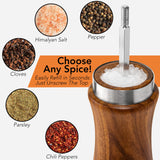 Gennua Kitchen Wooden Salt and Pepper Grinder Set: Refillable Salt & Pepper Mills Adjust for Customized Coarseness, Crafted of Solid Acacia Wood with Ceramic/Stainless Steel Core, 8 Inches Each Gennua Kitchen