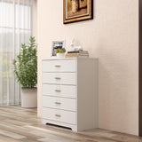Panana Dresser for Bedroom with 4/5 Drawers, Wooden Chest of Drawers, Storage Organizer Unit Dressers for Bedroom, Living Room, Hallway, Nursery (White, 5 Drawer) Panana