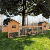 Outdoor Chicken Coop for 4-8 Chickens Wooden Hen Rabbit House Poultry Pet Hutch Run Cage w/Waterproof Asphalt Roof, Ramp, Nesting Box, Wire Fence (160") GOJOOASIS