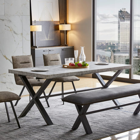 Acanva Expandable Dining Table for 6-8 Seat, Modern Rectangle Design with Extension Leaf for Kitchen Restaurant, Thicker Top and Carbon Steel Pedestal, 74.9''(+40)Wx37''Dx30''H, Dark Grey Acanva