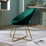 Roundhill Furniture Slatina Green Silky Velvet Upholstered Accent Chair with Gold Tone Finished Base Roundhill Furniture