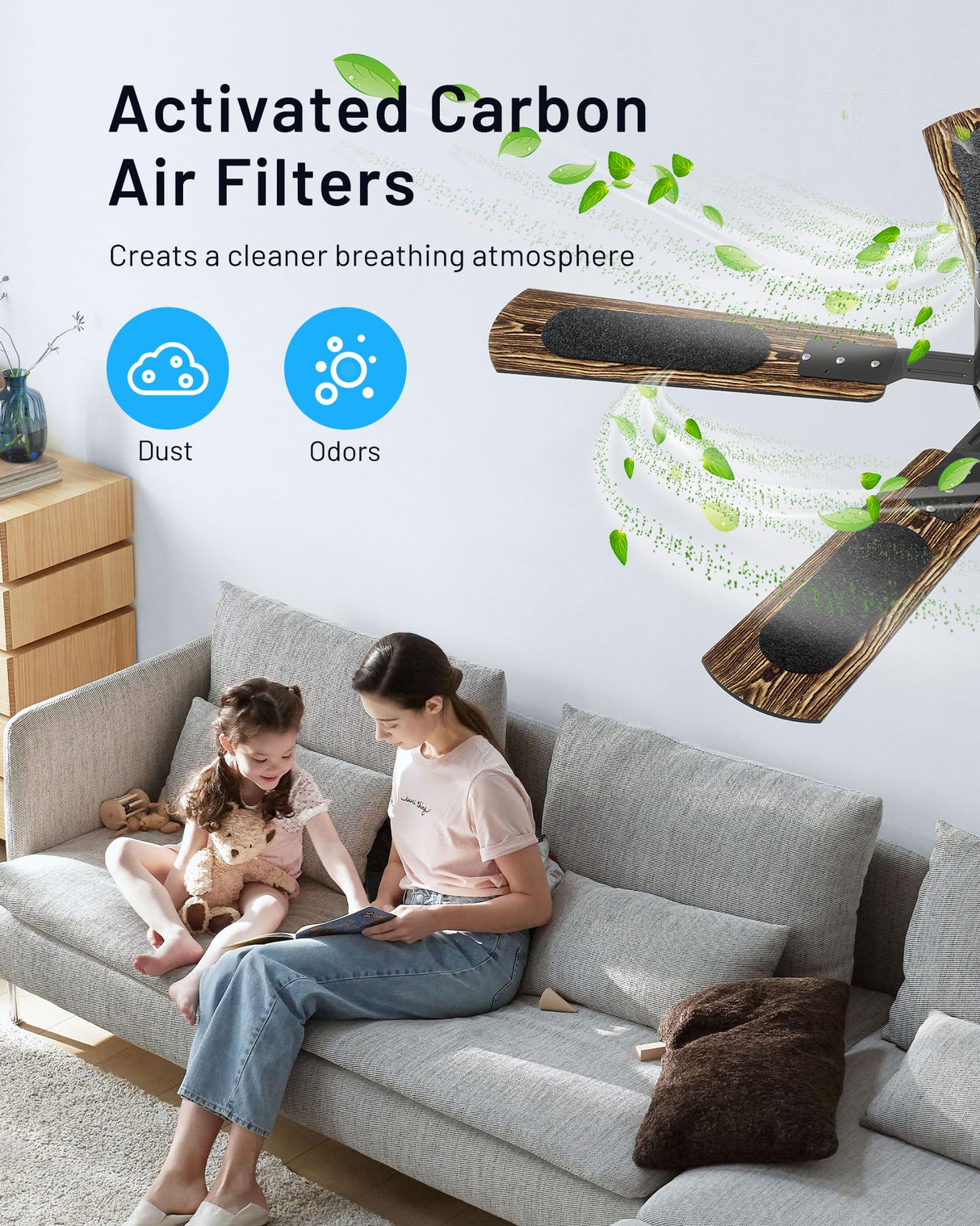 CubiCubi Ceiling Fan, 52" Low Profile Ceiling Fans with Lights and Remote/APP Control, Flush Mount, 5CCT, Stepless Dimmable, Super Quiet, 6 Speeds, Modern Ceiling Fans for Bedroom Living Room, Black CubiCubi