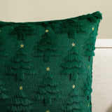 Softalker Christmas Throw Pillow Covers 18 x 18 Inch Set of 2, Xmas Winter Christmas Tree Faux Fur Cushion Covers, 3D Embroidered Pillow Cases for Couch Bedroom Living Room Decor, Green Softalker