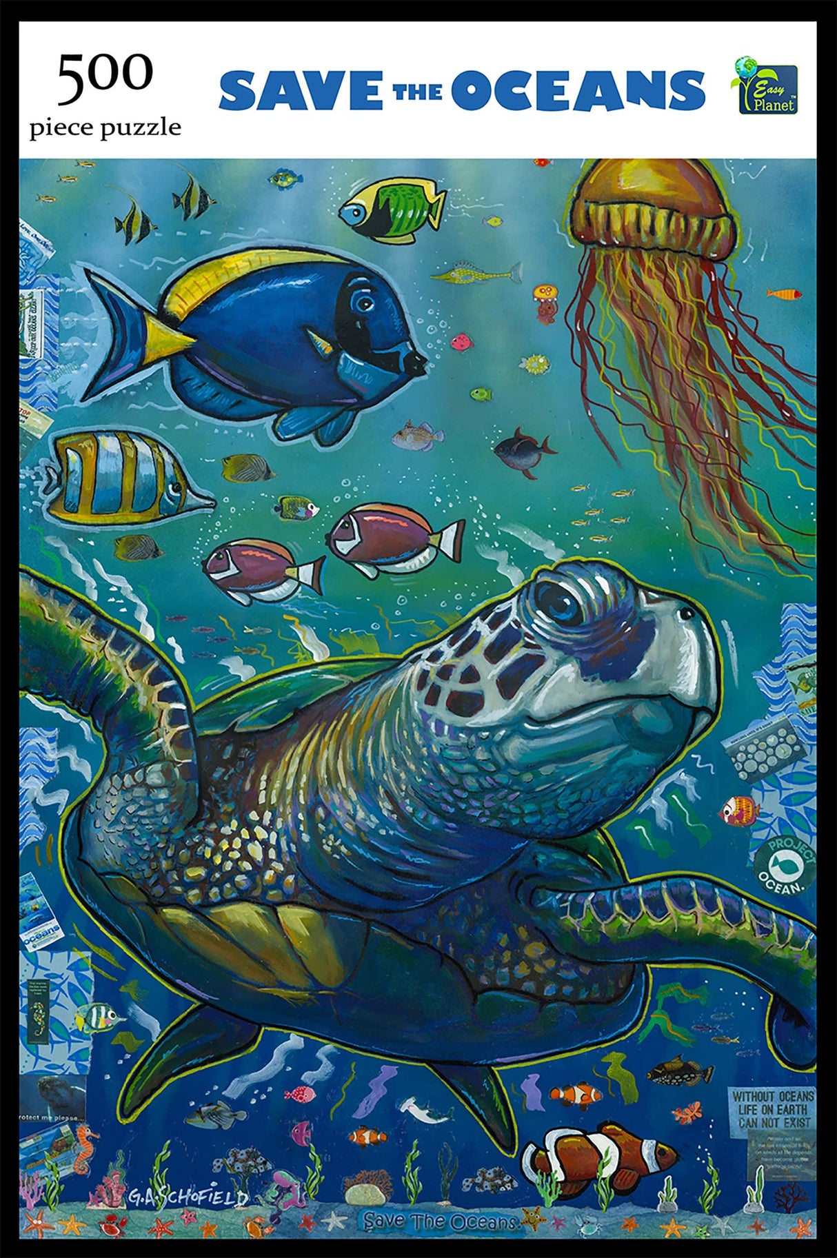 Save The Oceans 500 Piece Jigsaw Puzzle 17" x 22" Finished Size – Ocean Theme Jigsaw Puzzles for Adults and Kids Easy Planet