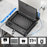 Large Gun Safe for 2-4 Pistols, Fingerprint Digital PIN Key Unlock with LCD Display & USB Port, 650 DPI Quick Access Biometric Handgun Safe, Hand Gun Lock Box for Home Drawer Car Bedside Nightstand TOPMEDA