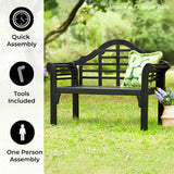 Plow & Hearth Weatherproof Lutyens Eucalyptus Wood Garden Bench | Foldable Patio Bench | Outdoor Furniture Seating for Porch Park Deck | Black Plow & Hearth