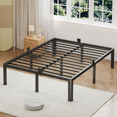 NKZ 14 Inch Queen Bed Frame, Sturdy Metal Platform with Round Corner Legs, 3,500 lbs Heavy Duty Steel Slat Support, Easy Assembly, Noise Free, No Box Spring Needed NKZ