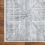 Bloom Rugs Caria Washable Non-Slip 12 ft Runner - Ivory/Black Striped Runner for Entryway, Hallway, Bathroom, and Kitchen - Exact Size: 2'6" x 12' Bloom Rugs