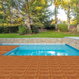 9Pcs Wood Interlocking Deck Tiles,Flooring Tiles, Tiles Interlocking Waterproof for Indoor and Outdoor, Patio Wood Flooring for Patio Porch Poolside Balcony Backyard (11.8"x11.8" -Checked Pattern) Shyneer