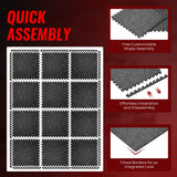 SUPERJARE 0.79'' Extra-Thick Exercise Equipment Mats, 12 Pcs 48 Sq Ft Rubber Top Floor Tiles with High Density EVA Foam, Interlocking Gym Flooring for Home Gym, Workout Mat, Black/Grey SUPERJARE