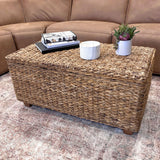 East at Main Woven Rattan Storage Coastal Coffee Table - Handwoven Natural Brown Rattan, Hidden Storage, Solid Wood Frame, 37x20x18 Inches (Natural) East at Main