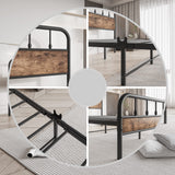 Elegant Home Products Black Queen Bed Frame with Wood Headboard - Sturdy Metal Platform Design, Easy Assembly & No Box Spring Needed Elegant Home Products