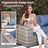 ovios 12 Pieces Patio Furniture Set, Outdoor Wicker Sectional Sofa with Glass Table Comfy Cushions, Modern Modular Deep Seat Couch Rattan Conversation Set, Denim Blue ovios