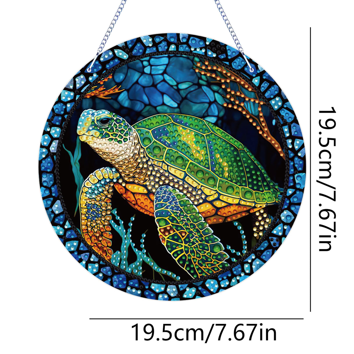 LYENYI Sea Turtle Hanging Ornament, Acrylic Diamond Painting Pendant, 7.48 inch, Green, Birthday, Wedding, Thanksgiving, Graduation, Anniversary, Halloween, Christmas Gift Sesyomr