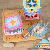7.8" Crochet Blocking Board with 15 Pegs/Pins,Granny Square Blocking Board,Blocking Boards for Crochet Projects,crochet square blocking board,Wooden Crocheting Accessories Gifts for Crocheters. BLELEYLL