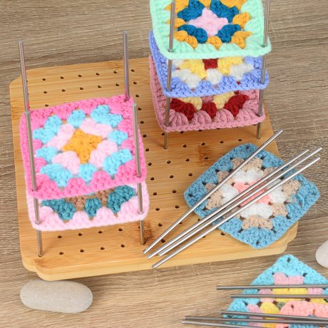 7.8" Crochet Blocking Board with 15 Pegs/Pins,Granny Square Blocking Board,Blocking Boards for Crochet Projects,crochet square blocking board,Wooden Crocheting Accessories Gifts for Crocheters. BLELEYLL