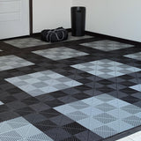 SafeRacks Ribbed Interlocking Garage Floor Tiles - Vented, Self-Draining, Non-Slip Flooring, Modular, Virgin Polypropylene, Ideal for Garages, Patios, Basements, Decks - Black - 82.56 sq ft - 48 Pack SafeRacks