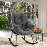 YITAHOME Wicker Rocking Egg Chair, Outdoor Patio Rocking Chair with 5.9in Thick Cushion, 250lb Capacity, Anti-Slip, All-Weather Resilient Egg Lounger Chair for Indoor & Outdoor, Grey(1 Pack only) YITAHOME